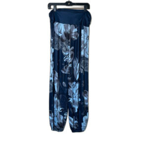 Blue Floral Harem Pants Joggers Large Boho Indie Hippie Casual Comfy Lounge